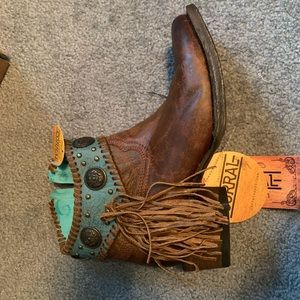 Corral Turquoise Conch Ankle Boots